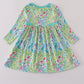 Green meadow splash ruffle dress