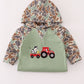 Green camouflage cow tractor applique romper