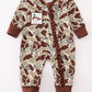 Camouflage duck embroidery girl romper