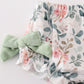 Sage floral print velvet ruffle baby set