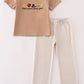 Khaki thanksgiving turkey embroidery boy set