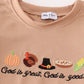 Khaki thanksgiving turkey embroidery boy set
