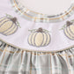 Pumpkin french knot plaid girl dress