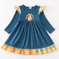 Navy thanksgiving turkey applique ruffle dress