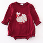 Maroon thanksgiving turkey applique floral girl bubble