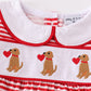 Red valentine puppy embroidery boy romper