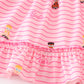 Pink stripe barbie print girl ruffle set