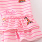 Pink stripe barbie print ruffle dress