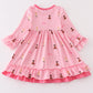 Pink stripe barbie print ruffle dress