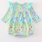 Green floral ruffle girl bubble