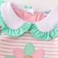 Pink stripe turkey applique 2pc girl bubble set