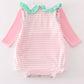 Pink stripe turkey applique 2pc girl bubble set