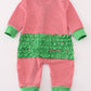 Red stripe christmas reindeer embroidery girl romper