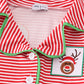 Red stripe christmas reindeer embroidery girl pajamas set