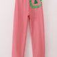 Red stripe christmas tree embroidery mom pajamas pants