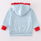 Blue stripe christmas santa ruffle embroidery girl hoodie