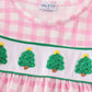 Pink christmas tree french knot girl set