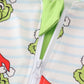 Green stripe christmas grinch zipper boy romper