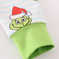 Green stripe christmas grinch zipper boy romper