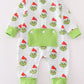 Green stripe christmas grinch zipper boy romper