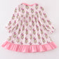 Pink stripe character print girl gown