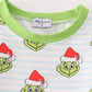 Green stripe christmas grinch unisex pajamas set