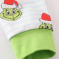 Green stripe christmas grinch unisex pajamas set