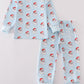 Blue christmas santa claus unisex pajamas set