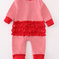 Red stripe christmas santa claus zipper girl romper