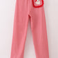 Red stripe christmas santa claus embroidery women pajamas pants