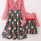 Red floral gingham mom&me dress