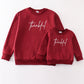 Maroon thankful fleece mom&me sweatshirt