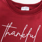 Maroon thankful fleece mom&me sweatshirt