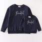 Navy thankful fleece mom&me sweatshirt