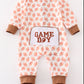 Brown football game day embroidery boy romper