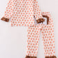 Brown football game day embroidery girl set