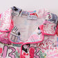 Pink music fan print girl pajamas set