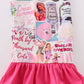 Pink music fan print girl pajamas set