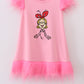 Pink character print girl dress