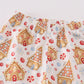 Christmas gingerbread house print girl pajamas set