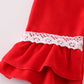 Red velvet christmas gingerbread embroidery girl ruffle romper