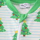 Green christmas tree print zip romper