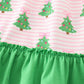 Green christmas tree print ruffle girl gown