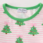 Green christmas tree print ruffle girl pajamas set