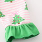 Green christmas tree print ruffle girl pajamas set