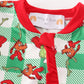 Green grinch print plaid ruffle zip girl romper