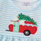 Blue christmas camper van applique dress