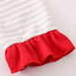 Red christmas santa claus applique stripe girl set