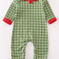 Green christmas holly embroidery boy romper