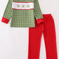 Green christmas holly embroidery boy set